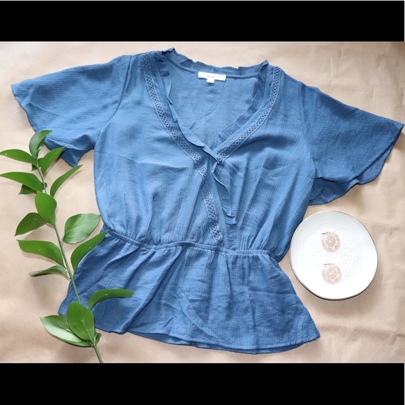 44. Slate Blue Peplum Top - Picture 2 of 2